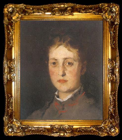 framed  Leibl, Wilhelm Portrait of Lina Kirchdorffer, ta009-2